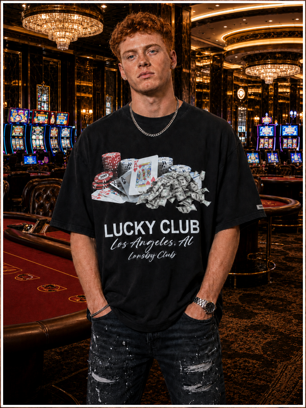 Lucky Club Casino Night Washed Graphic Tee