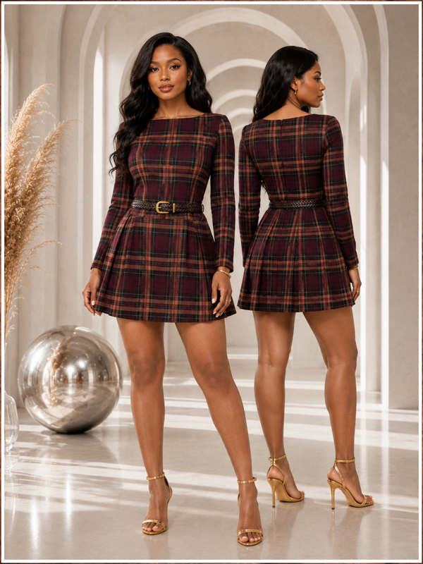 Autumn Society Plaid Mini Dress