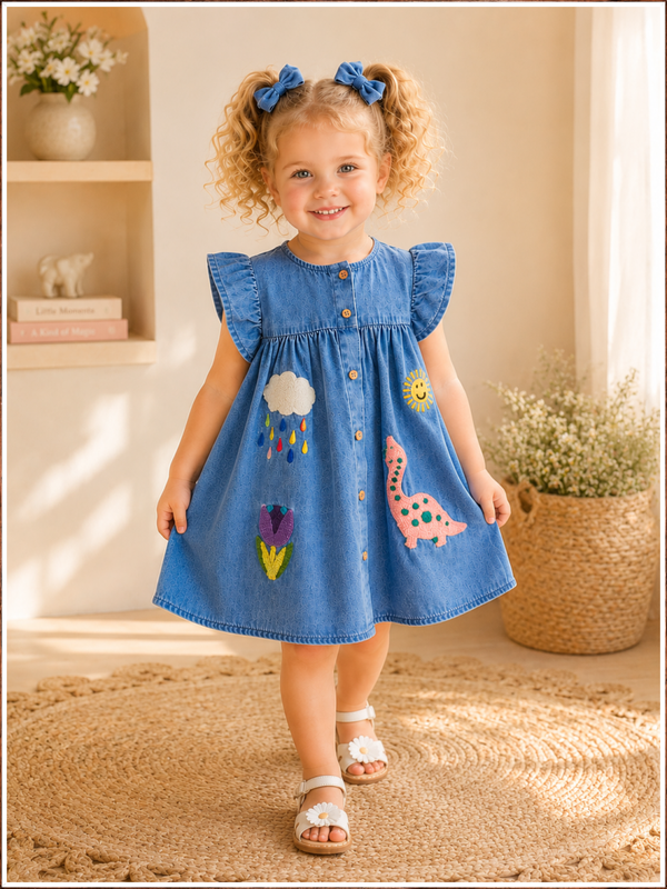 Daisy Dreams™ Embroidered Denim Adventure Dress