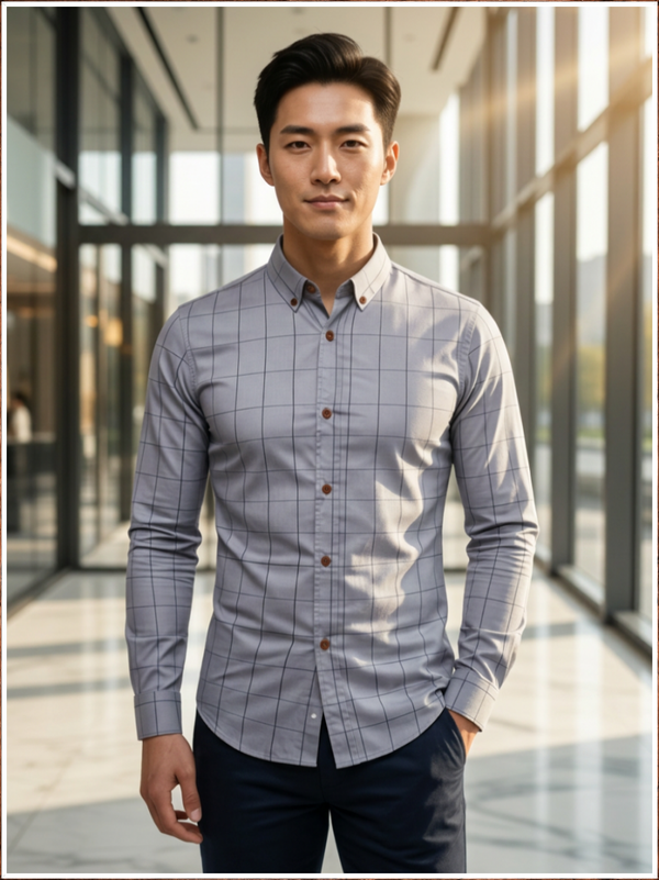 Metropolitan Grid Button-Up Shirt
