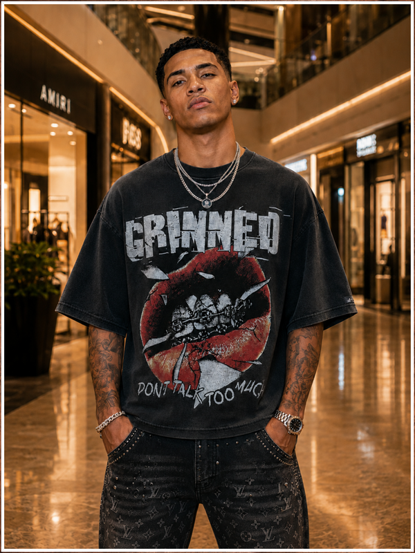 Grinned Don’t Talk Too Much Washed Graphic Tee