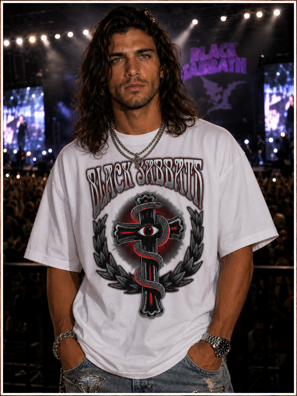 Black Sabbath Serpent Cross Washed Graphic Tee