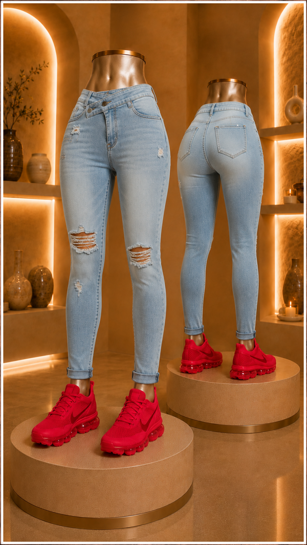 Denim Edge Distressed Skinny Jeans