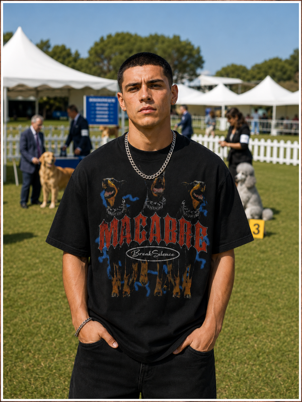 Macabre Dog Graphic Round Neck T-Shirt