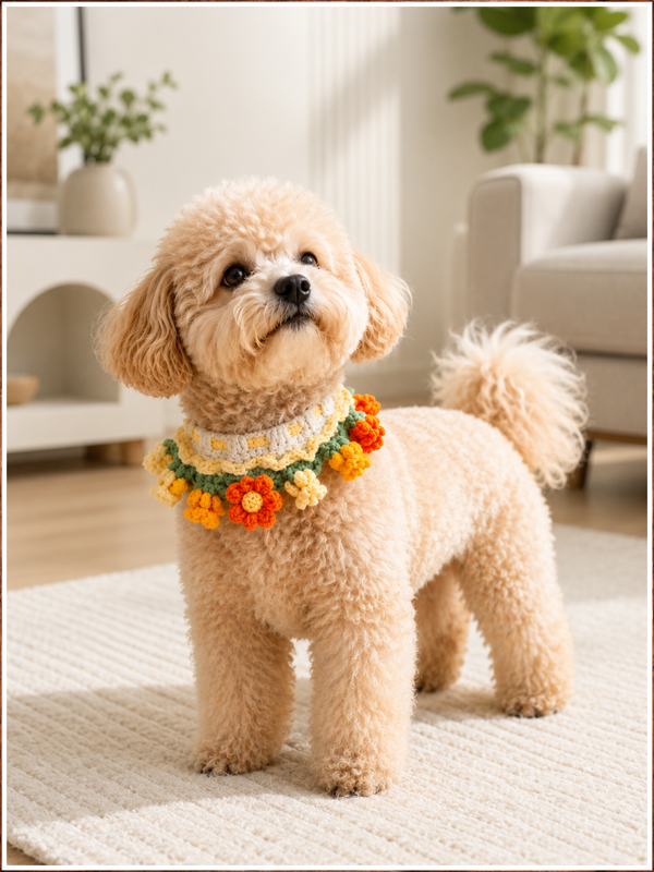 🌼 Blossom Belle Handmade Floral Pet Scarf