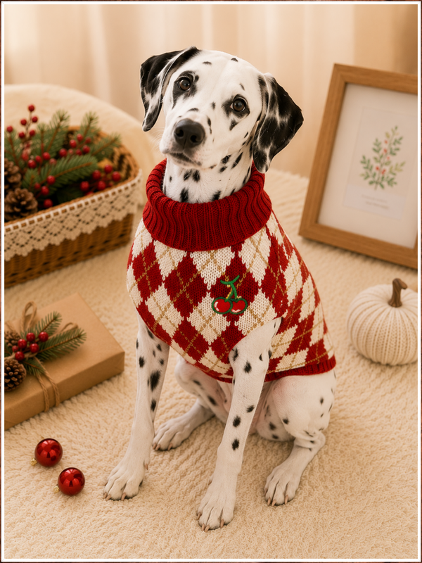 Cherry Chalet Ribbed Pet Sweater