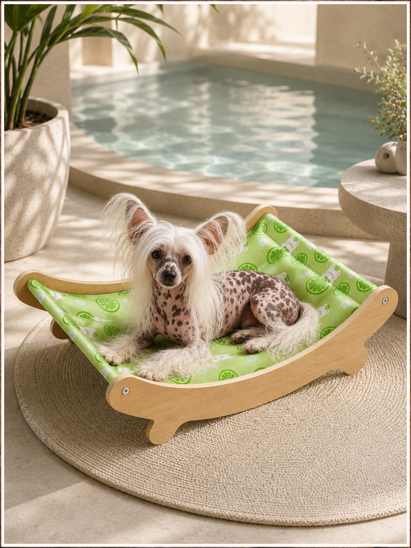 🌿 Lime Breeze™ Foldable Elevated Pet Lounger Bed