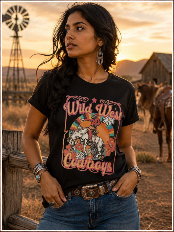 Wild West Cowboys Retro Graphic Tee