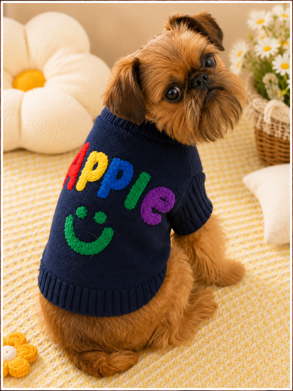 Apple Smile Ribbed Pet Sweater
