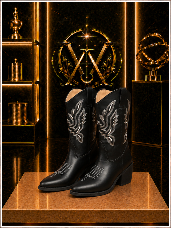 Silver Spirit Black Embroidered Western Boots