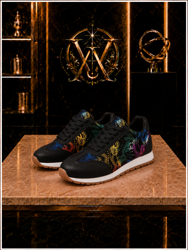 Rainbow Butterfly Print Casual Sneakers