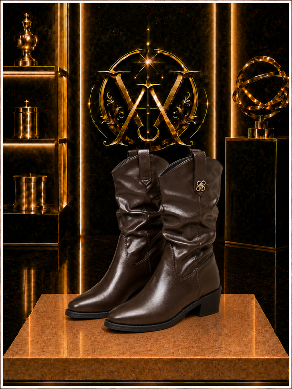 Chocolate Grace Slouch Western Boots