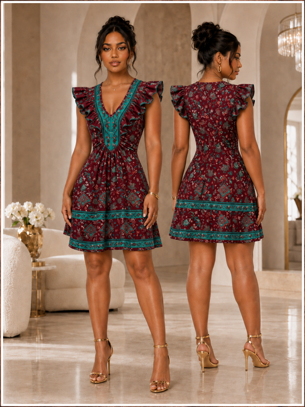 Desert Rose Ruffle Mini Dress