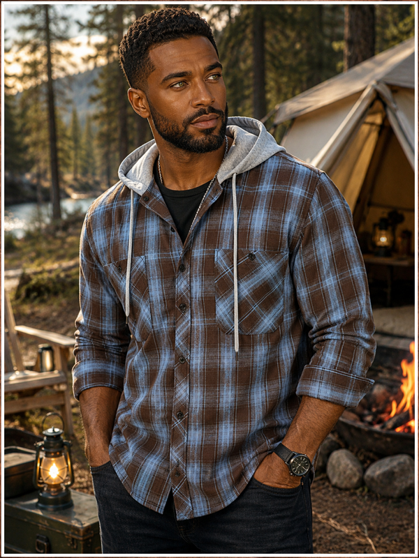 Trailblazer Hooded Plaid Long Sleeve Shirt