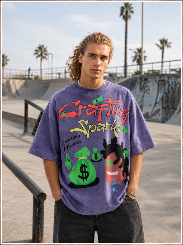 Crafting Sparks Washed Oversized Graphic T-Shirt