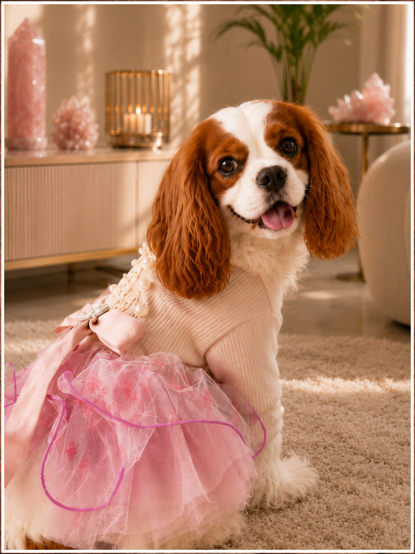 🎀 Princess Pearl™ Lace Ruffle Pet Dress