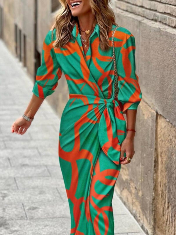 Island Escape Printed Wrap Maxi Dress