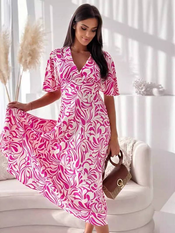 Blossom Breeze Printed Pocketed Midi Dress