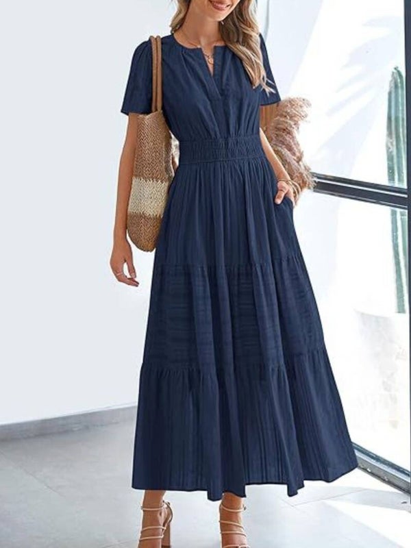 Midnight Grace Pocketed Tiered Maxi Dress