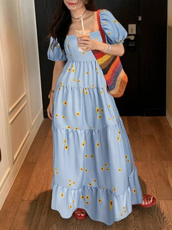 Sunflower Skies Tiered Maxi Dress