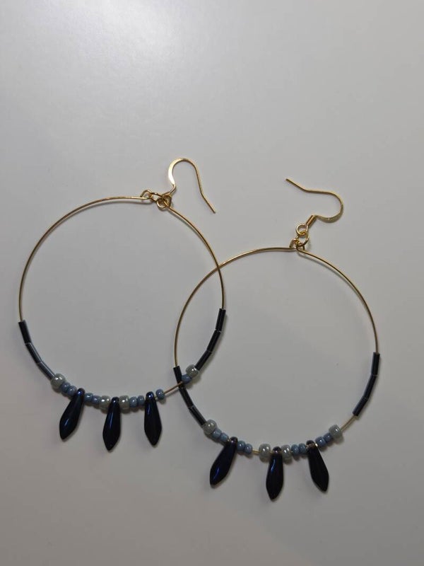 Hoepeloorbel blauw/goud