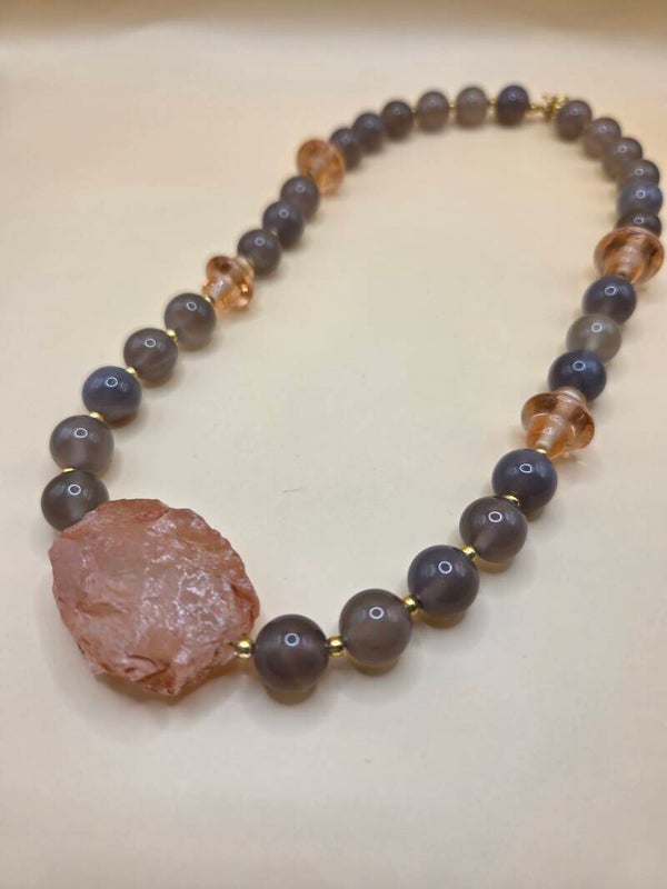 Set van agaat en rozenkwarts