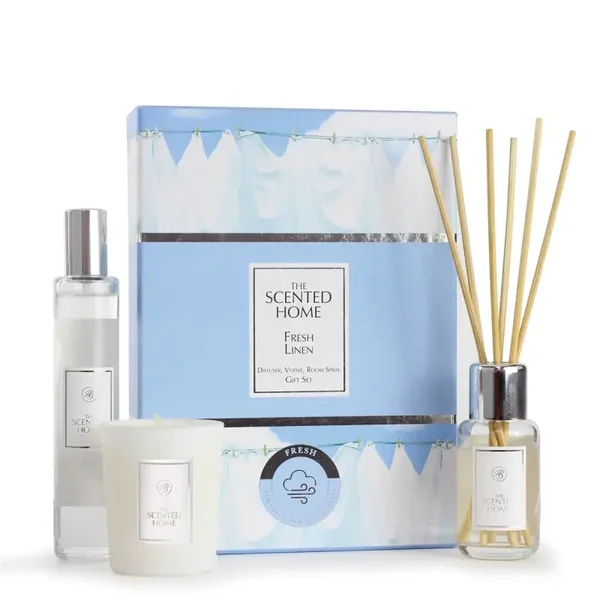 FRESH LINEN Gift Set - Diffuser, kaars en roomspray 09ABSHSET032
