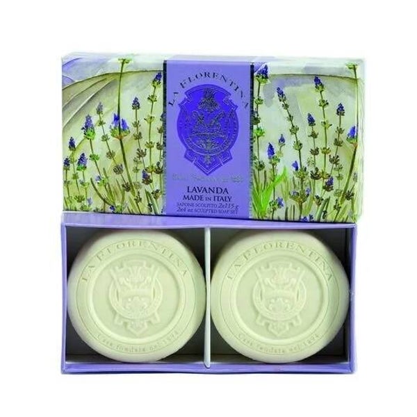 Ronde zeep set box 2x115gr Lavendel 63FLOR242620