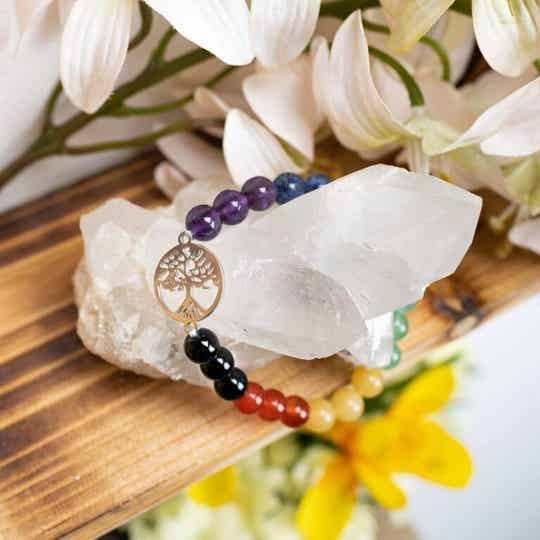 Edelsteen Armband 7 Chakra met Tree of Life