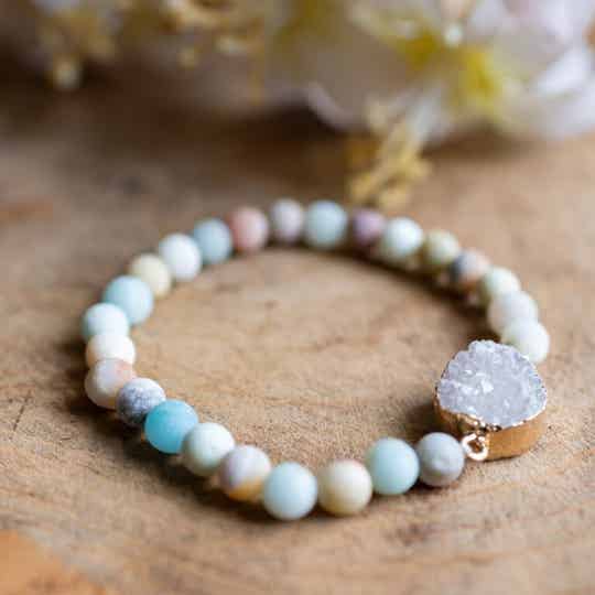 Edelsteen Armband Amazoniet met Kwarts Cluster