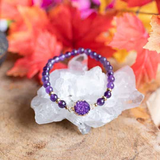 Edelsteen Armband Amethist met Amethist Cluster