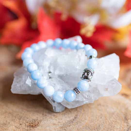 Edelsteen Armband Blauwe Agaat met Boeddha