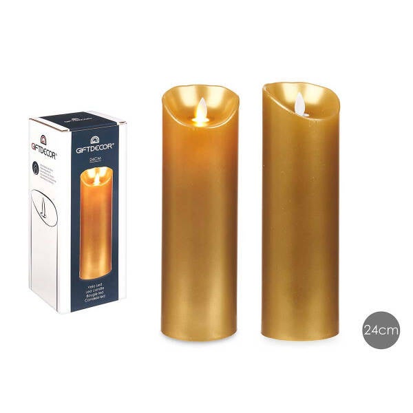 Gouden led vlamkaars 24cm