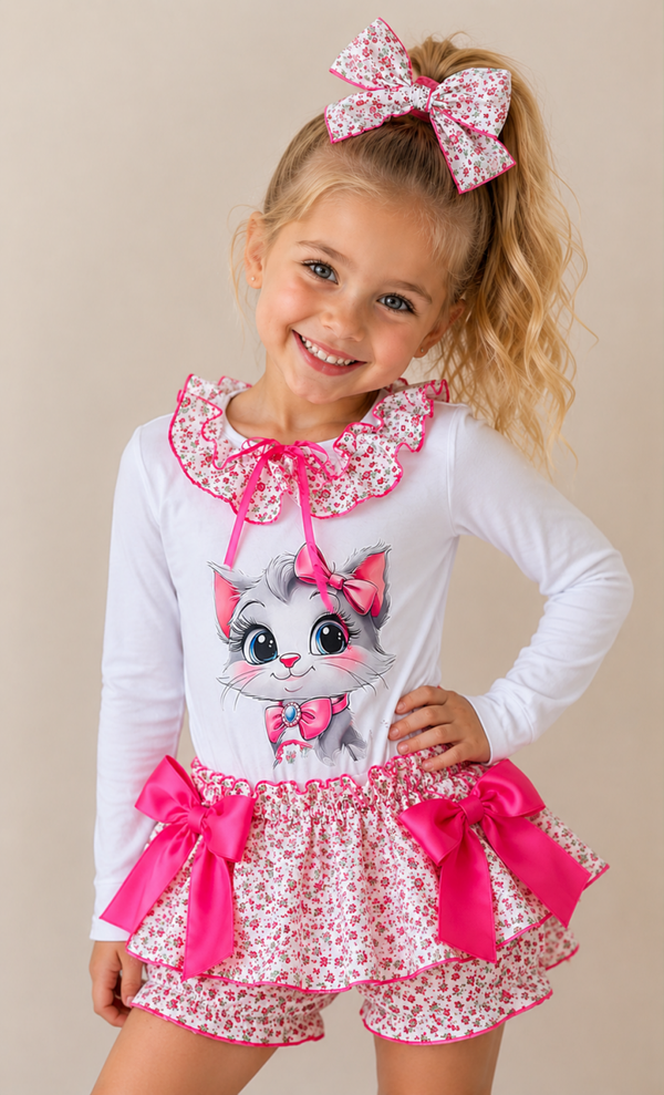 CONJUNTO GATITA COSTURA FUCSIA