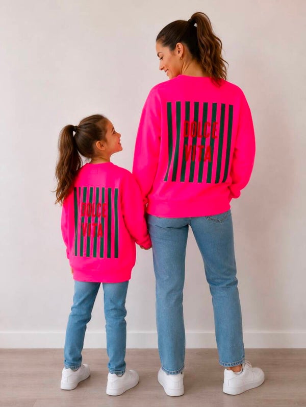 SUDADERA FLÚOR MAMÁ E HIJA