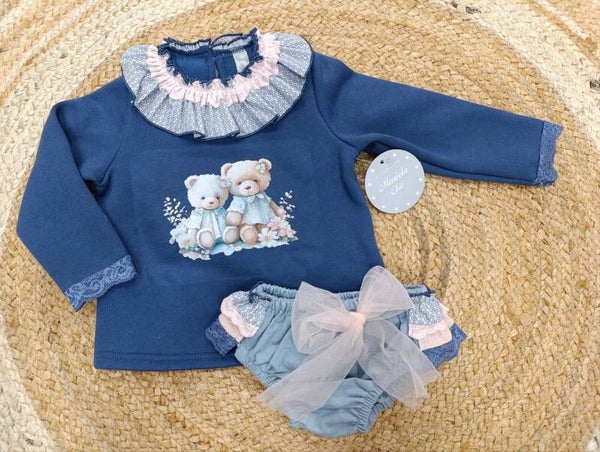 CONJUNTO OSITOS AZUL TUL ROSA MARIELA