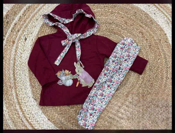 CONJUNTO LEGGINS FLORAL BURDEOS