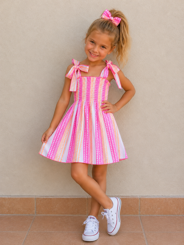 VESTIDO FLUOR ROSA NARANJA
