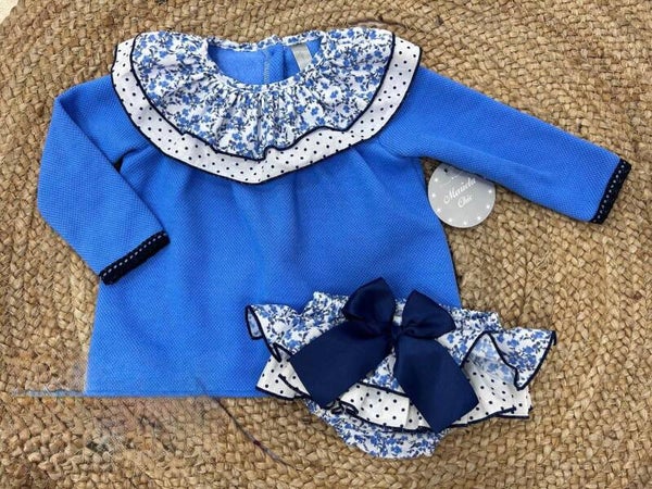 CONJUNTO MARIELA CHIC AZUL TOPOS