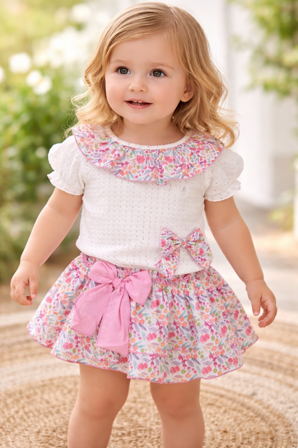CONJUNTO PUNTO CALADO BLANCO Y ROSA