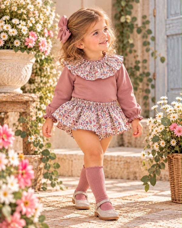CONJUNTO ROSA EMPOLVADO FLORAL