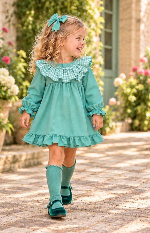 VESTIDO PUNTO CON CUELLO TEJIDO VERDE AGUA