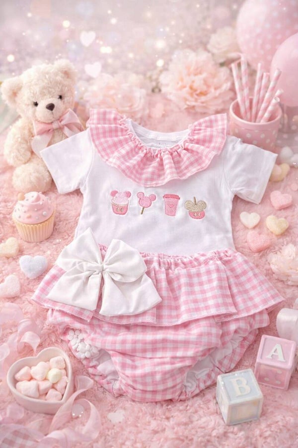CONJUNTO ROSA CUPCAKES COSTURA