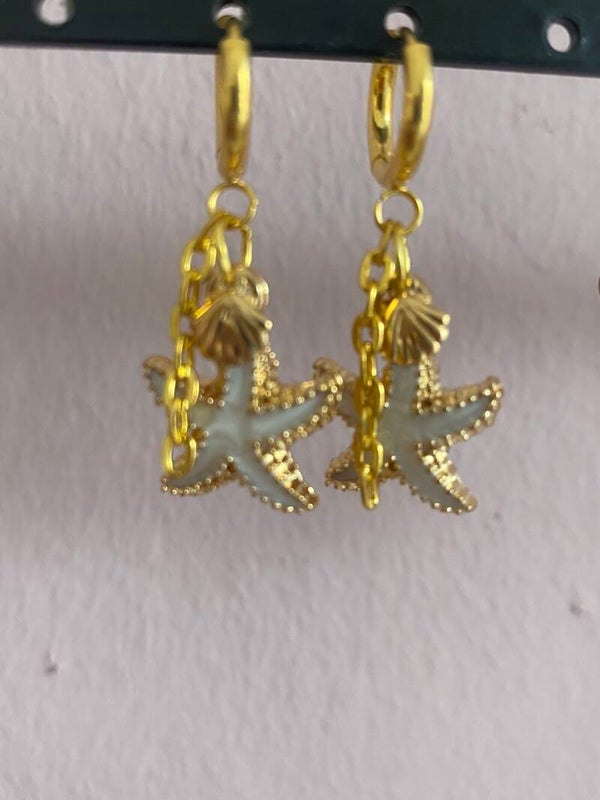 Oorbellen zeester met hangers