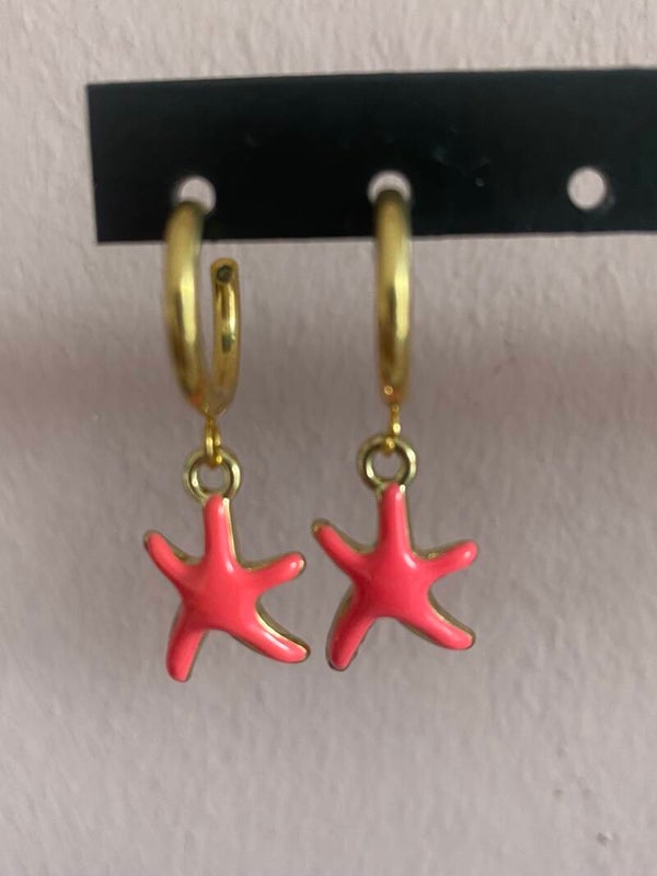 Oorbellen roze zeester