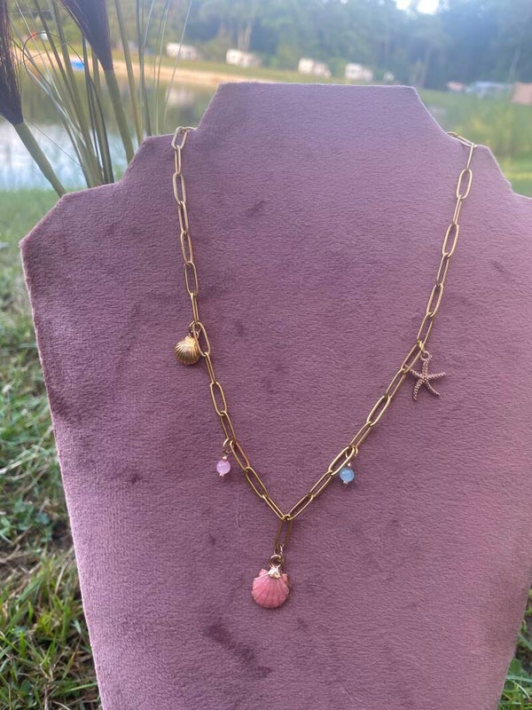 Bedelketting roze schelp 🐚