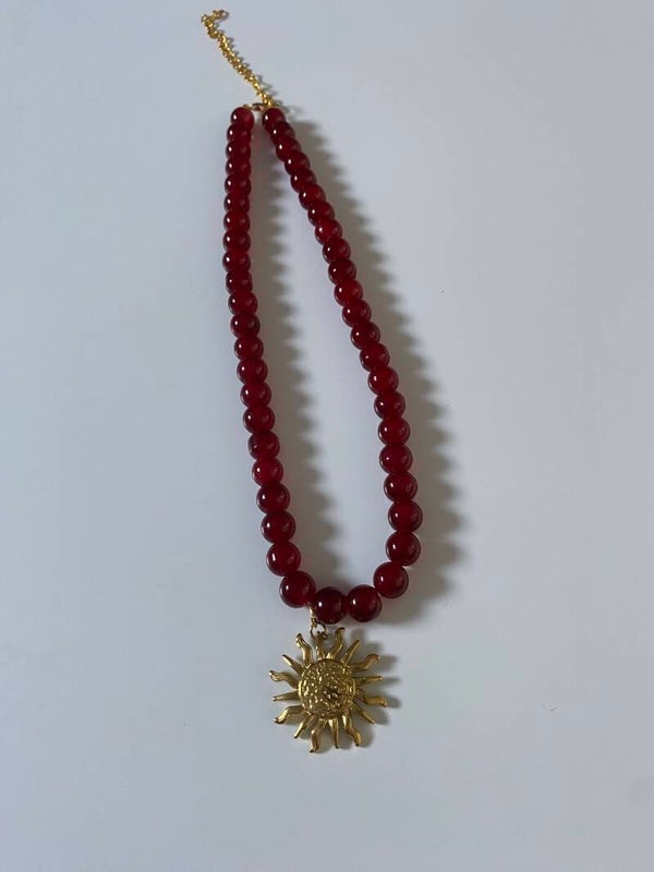 Bubble ketting, heel leuke kleur bordeaux rood (ook zonder bedel te bestellen)!