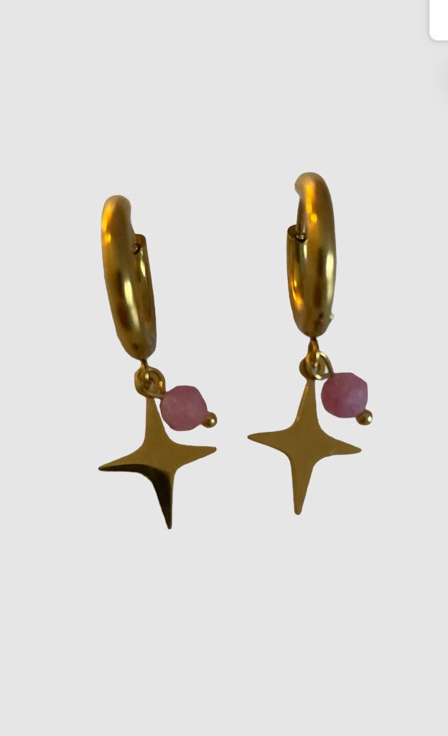 Onze favoriet ⭐️ oorbellen ster met roze druppel, laatste paar!! (druppel hebben we ook in groen!)