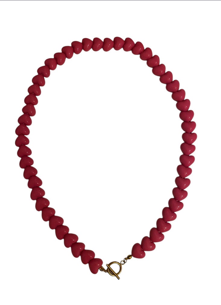 Hartjes bubble ketting roze