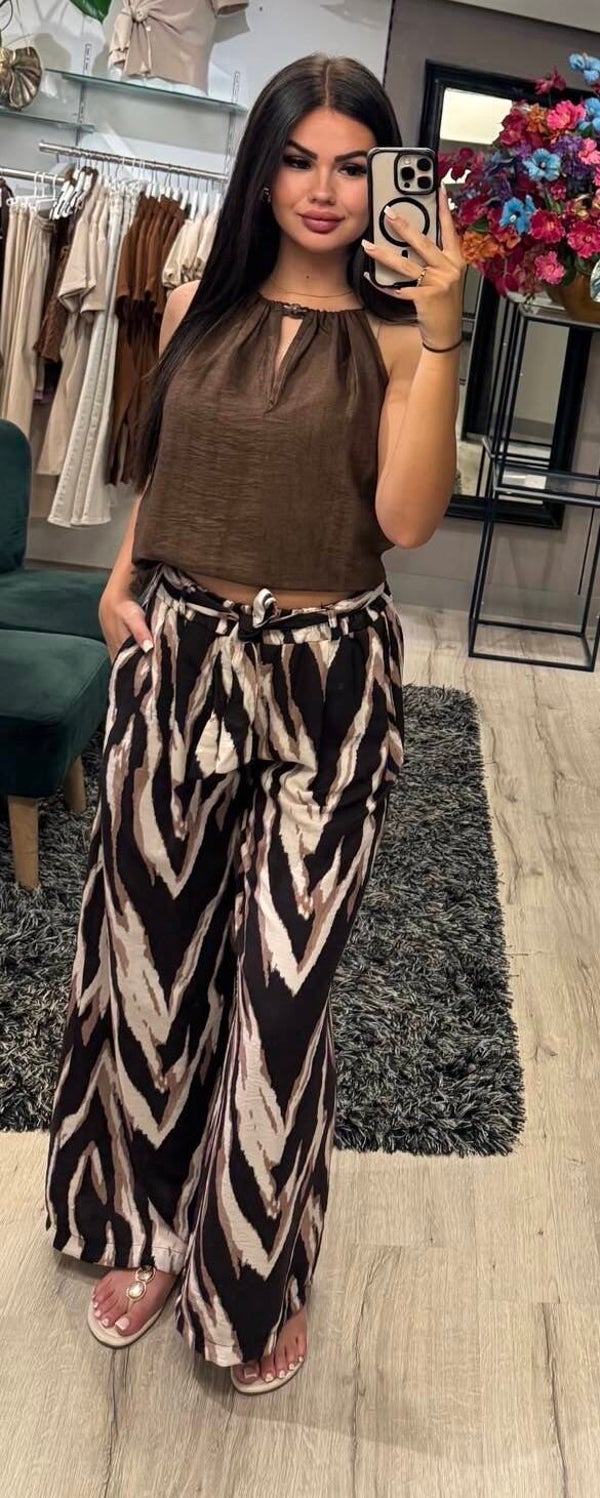 Print broek bruin